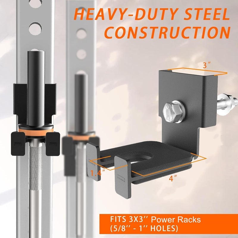 J Bryant Barbell Holder for 2x2 & 3x3 Power Racks, No Drilling Required – Heavy-Duty Steel Barbell Storage Rack with Protective Padding, Fits 5/8''-1'' Holes – Secure & Space-Saving Gym Equipment Organizer - Image 3